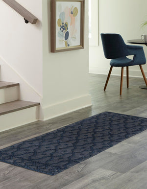 Navy Blue 2' x 6' 1 Larsa Runner Area Rug 90% Jute & 10% Cotton Premium All Natural Hand Woven Carpet for Home Interior Design Spaces for Sale at Rug Engine
