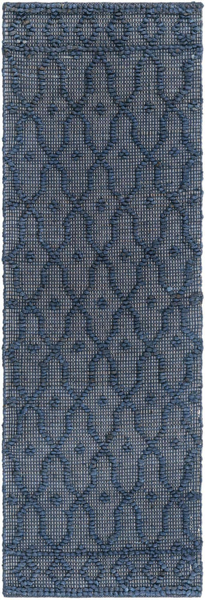 Navy Blue 2' x 6' 1 Larsa Runner Area Rug 90% Jute & 10% Cotton Premium All Natural Hand Woven Carpet for Home Interior Design Spaces for Sale at Rug Engine