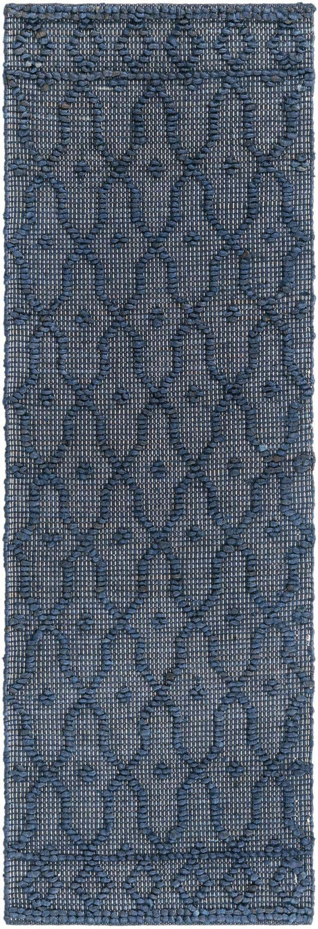 Navy Blue 2' x 6' 1 Larsa Runner Area Rug 90% Jute & 10% Cotton Premium All Natural Hand Woven Carpet for Home Interior Design Spaces for Sale at Rug Engine