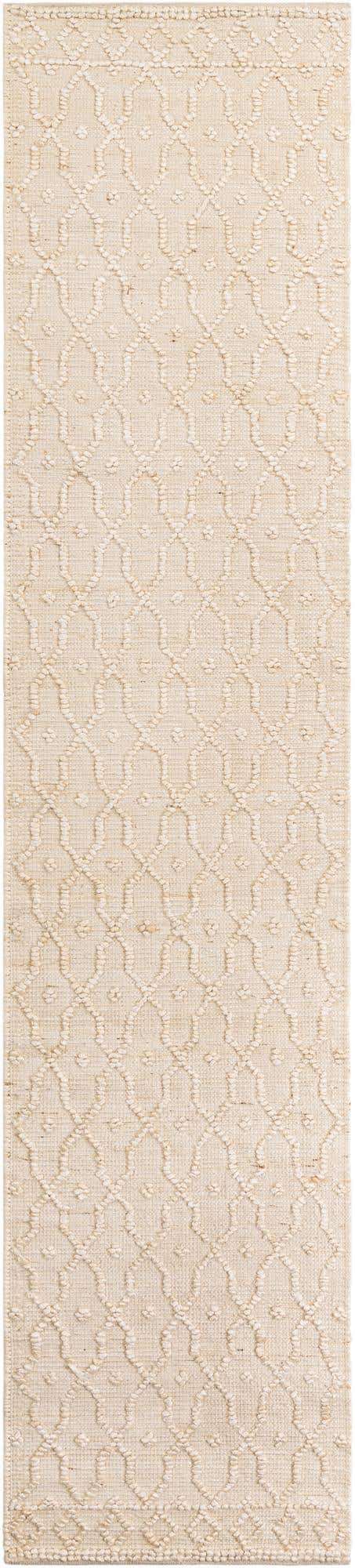 Ivory 2' 7 x 12' Larsa Runner Area Rug 90% Jute & 10% Cotton Premium All Natural Hand Woven Carpet for Home Interior Design Spaces for Sale at Rug Engine