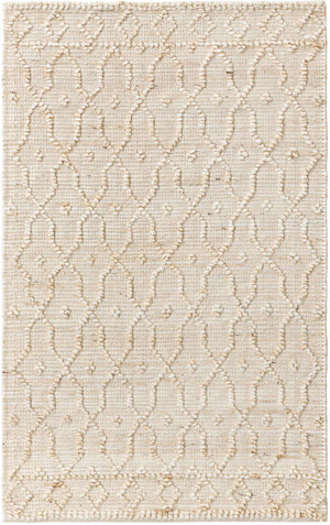 Ivory 3' 1 x 5' 1 Larsa Rectangle Area Rug 90% Jute & 10% Cotton Premium All Natural Hand Woven Carpet for Home Interior Design Spaces for Sale at Rug Engine