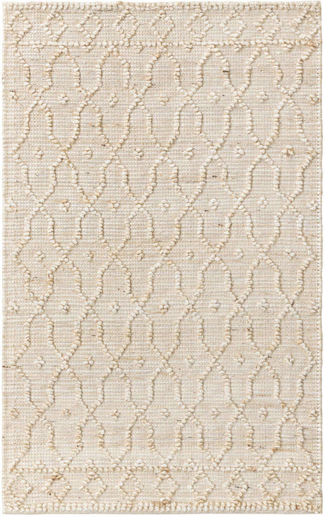Ivory 3' 1 x 5' 1 Larsa Rectangle Area Rug 90% Jute & 10% Cotton Premium All Natural Hand Woven Carpet for Home Interior Design Spaces for Sale at Rug Engine