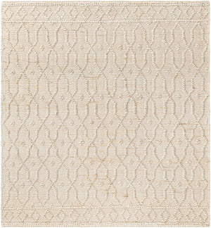 Ivory 5' 3 x 5' 3 Larsa Square Area Rug 90% Jute & 10% Cotton Premium All Natural Hand Woven Carpet for Home Interior Design Spaces for Sale at Rug Engine