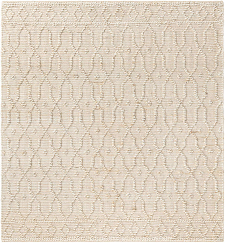 Ivory 5' 3 x 5' 3 Larsa Square Area Rug 90% Jute & 10% Cotton Premium All Natural Hand Woven Carpet for Home Interior Design Spaces for Sale at Rug Engine
