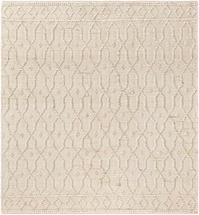 Ivory 5' 3 x 5' 3 Larsa Square Area Rug 90% Jute & 10% Cotton Premium All Natural Hand Woven Carpet for Home Interior Design Spaces for Sale at Rug Engine