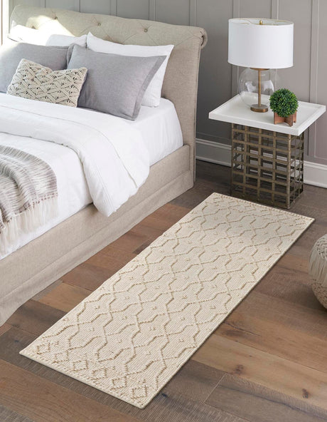 Ivory 2' 7 x 9' 10 Larsa Runner Area Rug 90% Jute & 10% Cotton Premium All Natural Hand Woven Carpet for Home Interior Design Spaces for Sale at Rug Engine