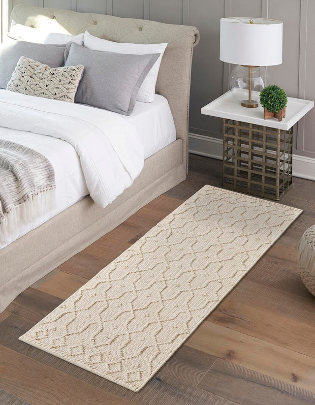 Ivory 2' x 8' Larsa Runner Area Rug 90% Jute & 10% Cotton Premium All Natural Hand Woven Carpet for Home Interior Design Spaces for Sale at Rug Engine