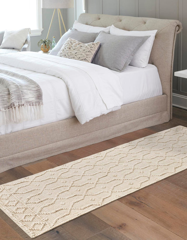 Ivory 2' 7 x 9' 10 Larsa Runner Area Rug 90% Jute & 10% Cotton Premium All Natural Hand Woven Carpet for Home Interior Design Spaces for Sale at Rug Engine