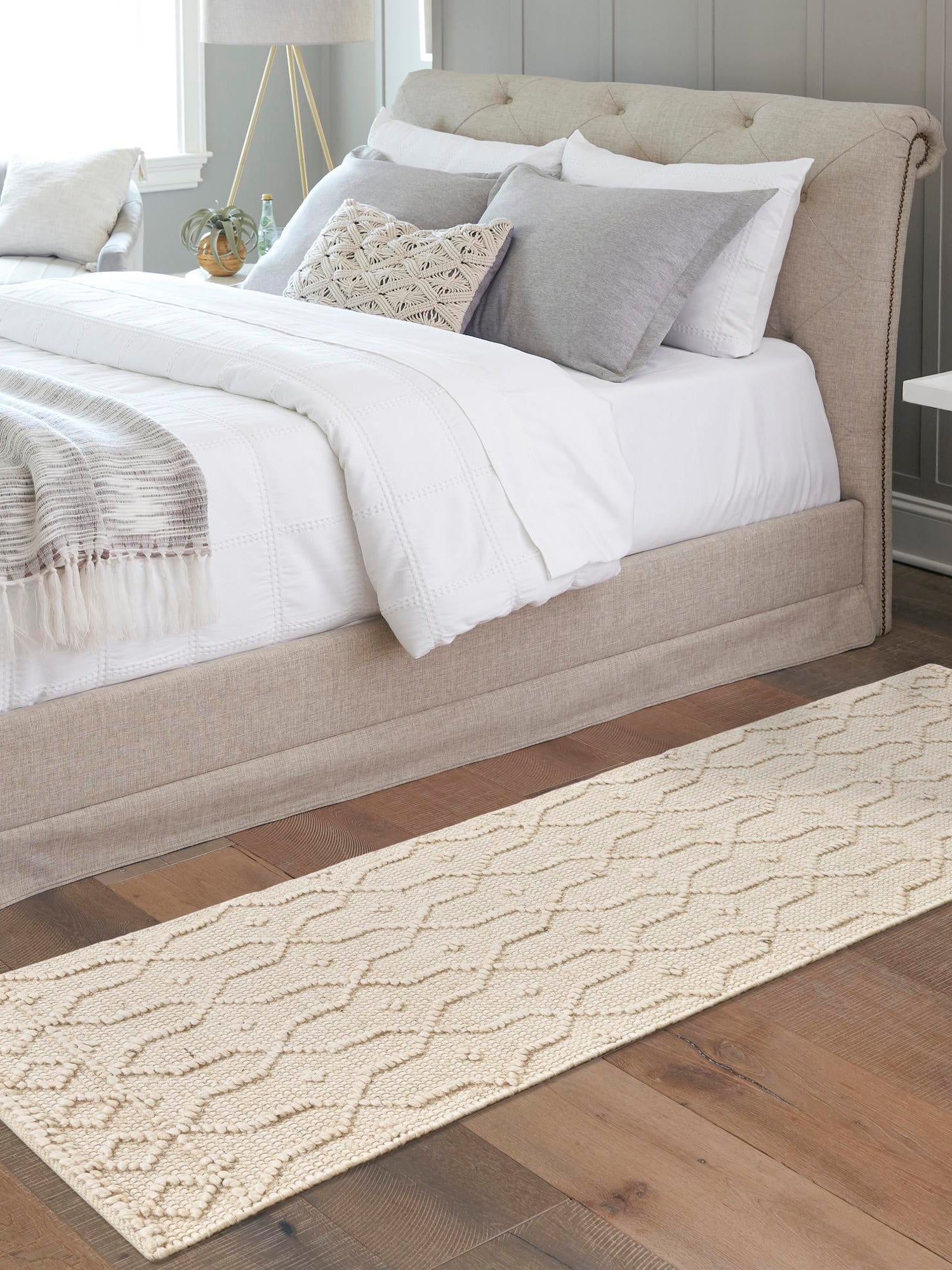 Ivory 2' x 6' 1 Larsa Runner Area Rug 90% Jute & 10% Cotton Premium All Natural Hand Woven Carpet for Home Interior Design Spaces for Sale at Rug Engine