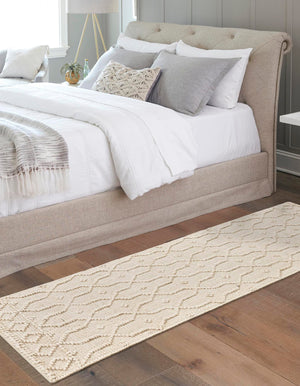Ivory 2' x 6' 1 Larsa Runner Area Rug 90% Jute & 10% Cotton Premium All Natural Hand Woven Carpet for Home Interior Design Spaces for Sale at Rug Engine