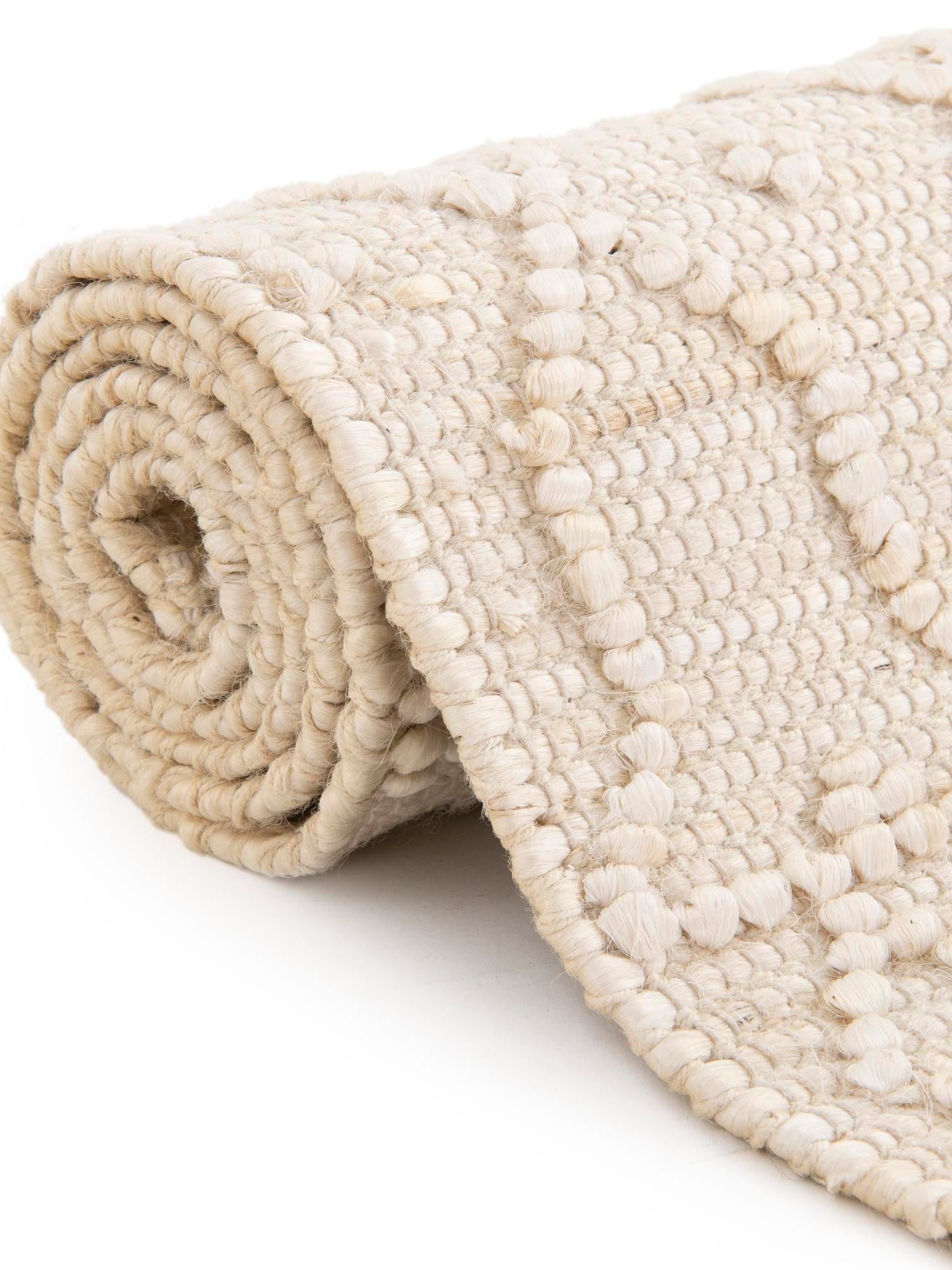 Ivory 2' 7 x 9' 10 Larsa Runner Area Rug 90% Jute & 10% Cotton Premium All Natural Hand Woven Carpet for Home Interior Design Spaces for Sale at Rug Engine