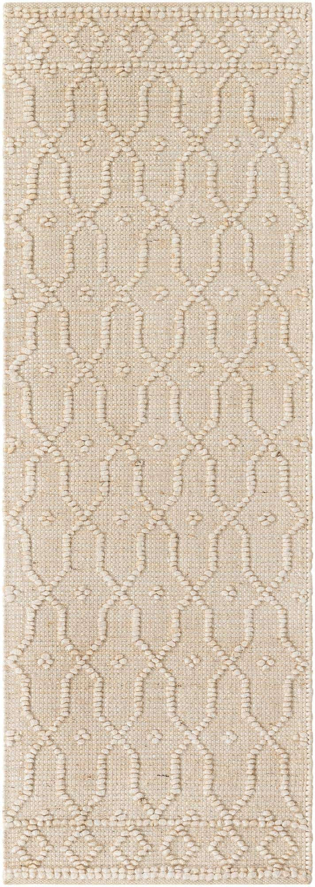 Ivory 2' x 6' 1 Larsa Runner Area Rug 90% Jute & 10% Cotton Premium All Natural Hand Woven Carpet for Home Interior Design Spaces for Sale at Rug Engine