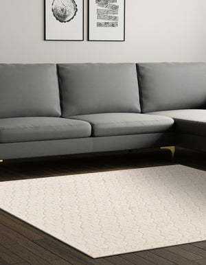 Ivory 7' 10 x 7' 10 Larsa Square Area Rug 90% Jute & 10% Cotton Premium All Natural Hand Woven Carpet for Home Interior Design Spaces for Sale at Rug Engine