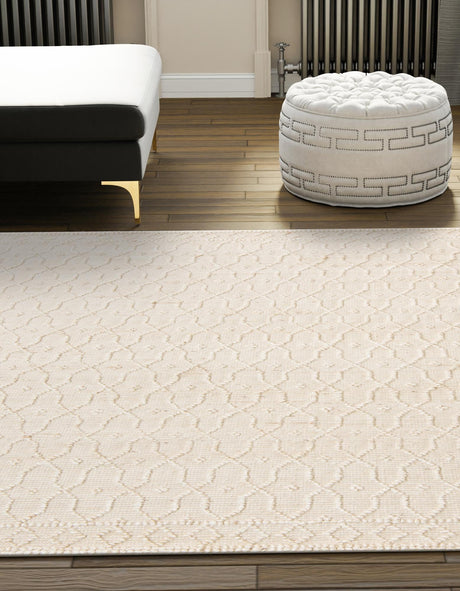 Ivory 7' 10 x 7' 10 Larsa Square Area Rug 90% Jute & 10% Cotton Premium All Natural Hand Woven Carpet for Home Interior Design Spaces for Sale at Rug Engine