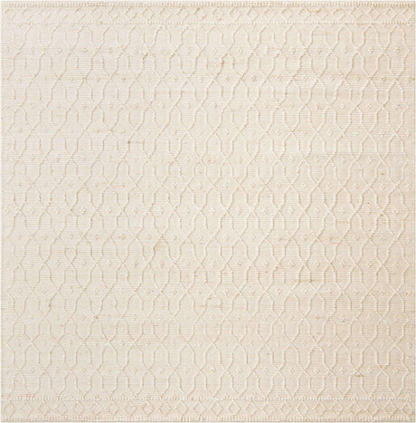 Ivory 7' 10 x 7' 10 Larsa Square Area Rug 90% Jute & 10% Cotton Premium All Natural Hand Woven Carpet for Home Interior Design Spaces for Sale at Rug Engine