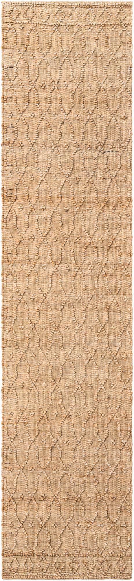 Natural 2' 7 x 12' Larsa Runner Area Rug 90% Jute & 10% Cotton Premium All Natural Hand Woven Carpet for Home Interior Design Spaces for Sale at Rug Engine