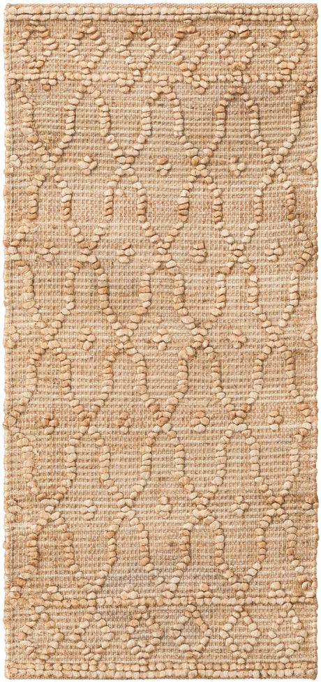 Natural 2' x 4' 1 Larsa Runner Area Rug 90% Jute & 10% Cotton Premium All Natural Hand Woven Carpet for Home Interior Design Spaces for Sale at Rug Engine