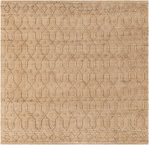 Natural 5' 3 x 5' 3 Larsa Square Area Rug 90% Jute & 10% Cotton Premium All Natural Hand Woven Carpet for Home Interior Design Spaces for Sale at Rug Engine