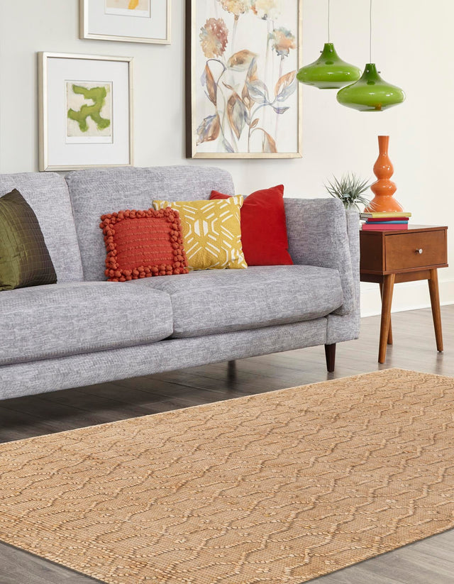 Natural 4' 1 x 6' 1 Larsa Rectangle Area Rug 90% Jute & 10% Cotton Premium All Natural Hand Woven Carpet for Home Interior Design Spaces for Sale at Rug Engine