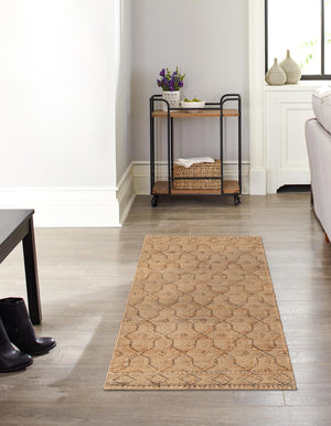 Natural 2' 7 x 13' 11 Larsa Runner Area Rug 90% Jute & 10% Cotton Premium All Natural Hand Woven Carpet for Home Interior Design Spaces for Sale at Rug Engine