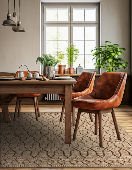 Natural 5' 3 x 5' 3 Larsa Square Area Rug 90% Jute & 10% Cotton Premium All Natural Hand Woven Carpet for Home Interior Design Spaces for Sale at Rug Engine