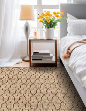 Natural 7' 10 x 7' 10 Larsa Square Area Rug 90% Jute & 10% Cotton Premium All Natural Hand Woven Carpet for Home Interior Design Spaces for Sale at Rug Engine