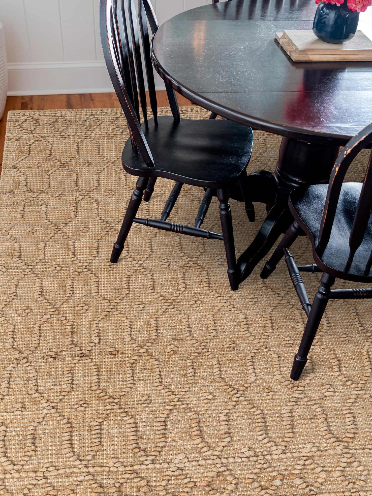 Natural 7' 10 x 7' 10 Larsa Square Area Rug 90% Jute & 10% Cotton Premium All Natural Hand Woven Carpet for Home Interior Design Spaces for Sale at Rug Engine