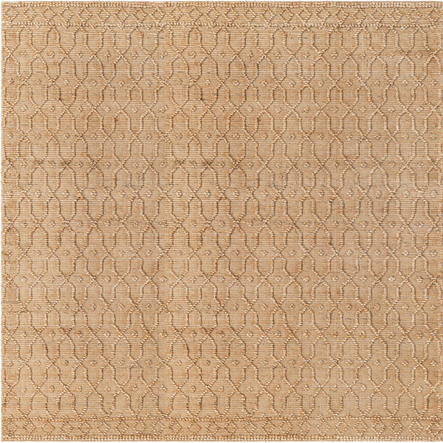 Natural 7' 10 x 7' 10 Larsa Square Area Rug 90% Jute & 10% Cotton Premium All Natural Hand Woven Carpet for Home Interior Design Spaces for Sale at Rug Engine