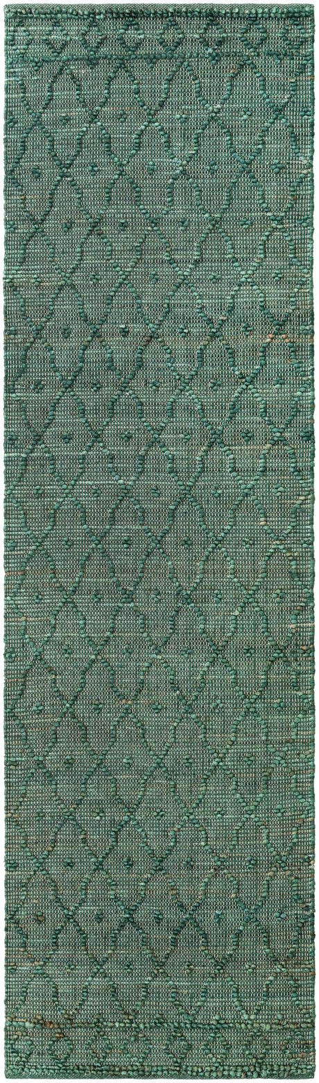 Hunter Green 2' 7 x 9' 10 Larsa Runner Area Rug 90% Jute & 10% Cotton Premium All Natural Hand Woven Carpet for Home Interior Design Spaces for Sale at Rug Engine