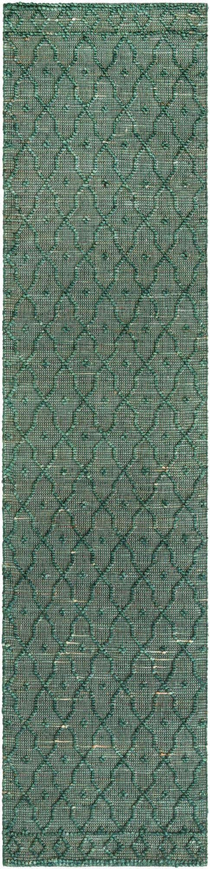 Hunter Green 2' 7 x 12' Larsa Runner Area Rug 90% Jute & 10% Cotton Premium All Natural Hand Woven Carpet for Home Interior Design Spaces for Sale at Rug Engine
