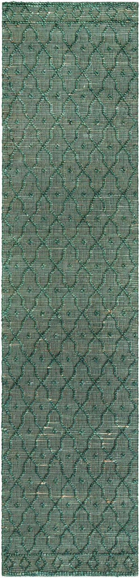 Hunter Green 2' 7 x 12' Larsa Runner Area Rug 90% Jute & 10% Cotton Premium All Natural Hand Woven Carpet for Home Interior Design Spaces for Sale at Rug Engine