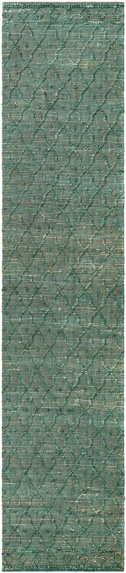 Hunter Green 2' 7 x 13' 11 Larsa Runner Area Rug 90% Jute & 10% Cotton Premium All Natural Hand Woven Carpet for Home Interior Design Spaces for Sale at Rug Engine