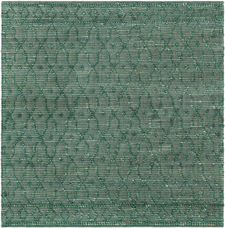 Hunter Green 5' 3 x 5' 3 Larsa Square Area Rug 90% Jute & 10% Cotton Premium All Natural Hand Woven Carpet for Home Interior Design Spaces for Sale at Rug Engine