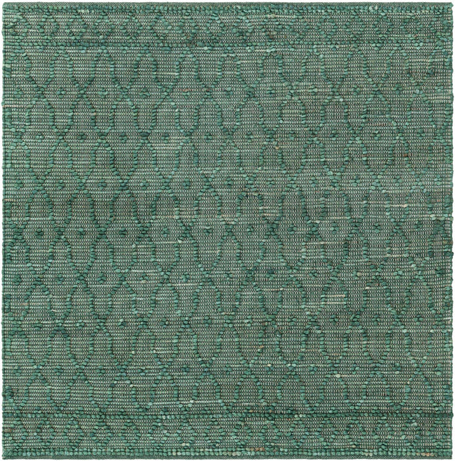 Hunter Green 5' 3 x 5' 3 Larsa Square Area Rug 90% Jute & 10% Cotton Premium All Natural Hand Woven Carpet for Home Interior Design Spaces for Sale at Rug Engine