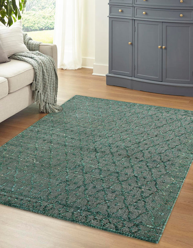 Hunter Green 4' 1 x 6' 1 Larsa Rectangle Area Rug 90% Jute & 10% Cotton Premium All Natural Hand Woven Carpet for Home Interior Design Spaces for Sale at Rug Engine