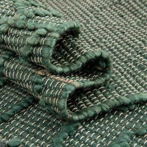 Hunter Green 4' 1 x 6' 1 Larsa Rectangle Area Rug 90% Jute & 10% Cotton Premium All Natural Hand Woven Carpet for Home Interior Design Spaces for Sale at Rug Engine