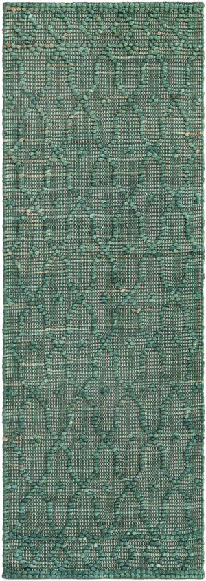 Hunter Green 2' x 6' 1 Larsa Runner Area Rug 90% Jute & 10% Cotton Premium All Natural Hand Woven Carpet for Home Interior Design Spaces for Sale at Rug Engine