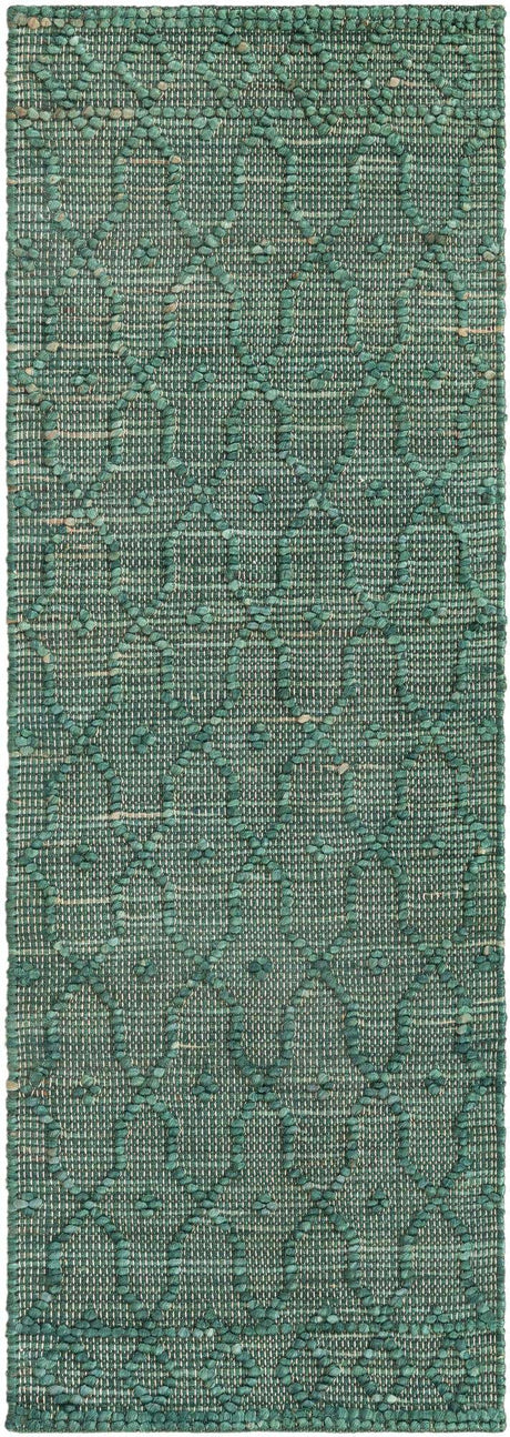 Hunter Green 2' x 6' 1 Larsa Runner Area Rug 90% Jute & 10% Cotton Premium All Natural Hand Woven Carpet for Home Interior Design Spaces for Sale at Rug Engine