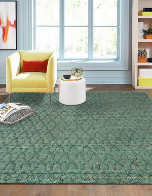 Hunter Green 7' 10 x 7' 10 Larsa Square Area Rug 90% Jute & 10% Cotton Premium All Natural Hand Woven Carpet for Home Interior Design Spaces for Sale at Rug Engine