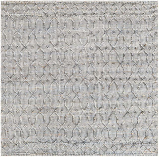 Gray 5' 3 x 5' 3 Larsa Square Area Rug 90% Jute & 10% Cotton Premium All Natural Hand Woven Carpet for Home Interior Design Spaces for Sale at Rug Engine