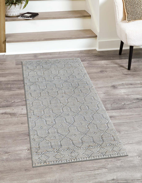 Gray 2' 7 x 12' Larsa Runner Area Rug 90% Jute & 10% Cotton Premium All Natural Hand Woven Carpet for Home Interior Design Spaces for Sale at Rug Engine