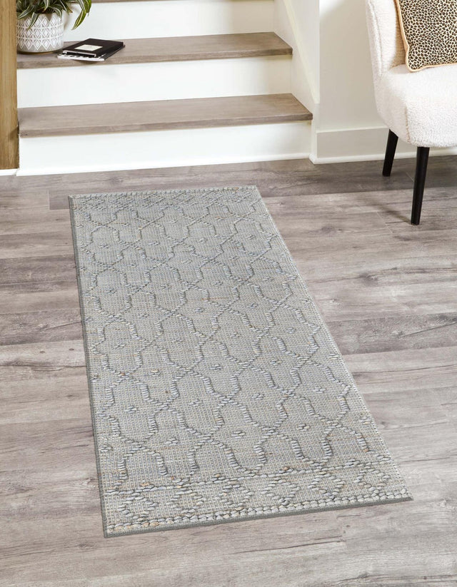 Gray 2' 7 x 9' 10 Larsa Runner Area Rug 90% Jute & 10% Cotton Premium All Natural Hand Woven Carpet for Home Interior Design Spaces for Sale at Rug Engine