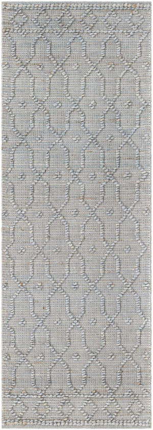 Gray 2' x 6' 1 Larsa Runner Area Rug 90% Jute & 10% Cotton Premium All Natural Hand Woven Carpet for Home Interior Design Spaces for Sale at Rug Engine