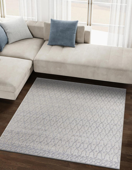 Gray 5' 3 x 5' 3 Larsa Square Area Rug 90% Jute & 10% Cotton Premium All Natural Hand Woven Carpet for Home Interior Design Spaces for Sale at Rug Engine