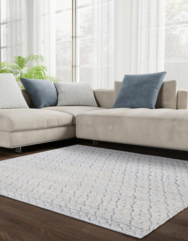 Gray 5' 3 x 5' 3 Larsa Square Area Rug 90% Jute & 10% Cotton Premium All Natural Hand Woven Carpet for Home Interior Design Spaces for Sale at Rug Engine