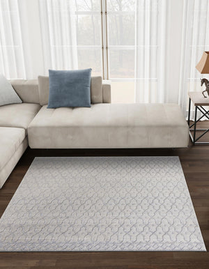 Gray 5' 3 x 5' 3 Larsa Square Area Rug 90% Jute & 10% Cotton Premium All Natural Hand Woven Carpet for Home Interior Design Spaces for Sale at Rug Engine