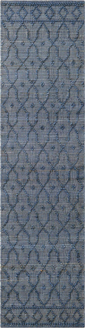 Navy Blue 2' x 8' Larsa Runner Area Rug 90% Jute & 10% Cotton Premium All Natural Hand Woven Carpet for Home Interior Design Spaces for Sale at Rug Engine