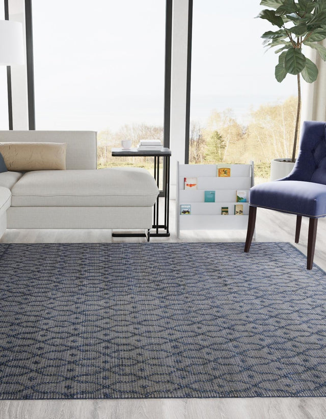 Navy Blue 5' 3 x 5' 3 Larsa Square Area Rug 90% Jute & 10% Cotton Premium All Natural Hand Woven Carpet for Home Interior Design Spaces for Sale at Rug Engine