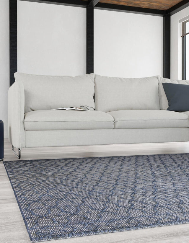 Navy Blue 7' 10 x 7' 10 Larsa Square Area Rug 90% Jute & 10% Cotton Premium All Natural Hand Woven Carpet for Home Interior Design Spaces for Sale at Rug Engine