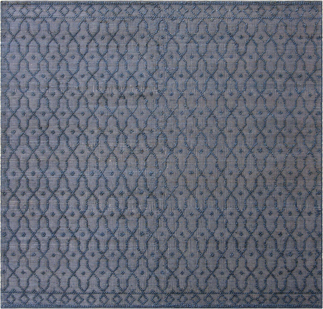 Navy Blue 7' 10 x 7' 10 Larsa Square Area Rug 90% Jute & 10% Cotton Premium All Natural Hand Woven Carpet for Home Interior Design Spaces for Sale at Rug Engine